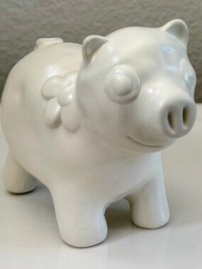 Genuine Jill Rosenwald by Magenta Art Pottery White Ceramic Pig Figurine